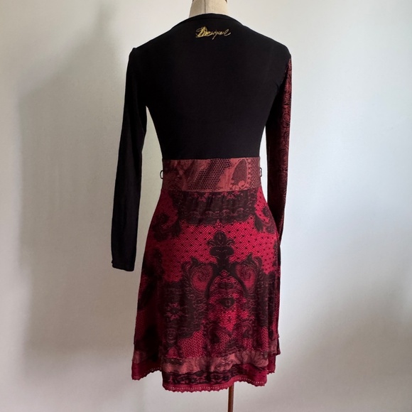 Desigual - Black And Red Long Sleeve Dress - Picture 7 of 14